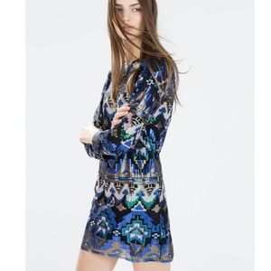 Zara | Aztec Sequin NYE Mini Dress